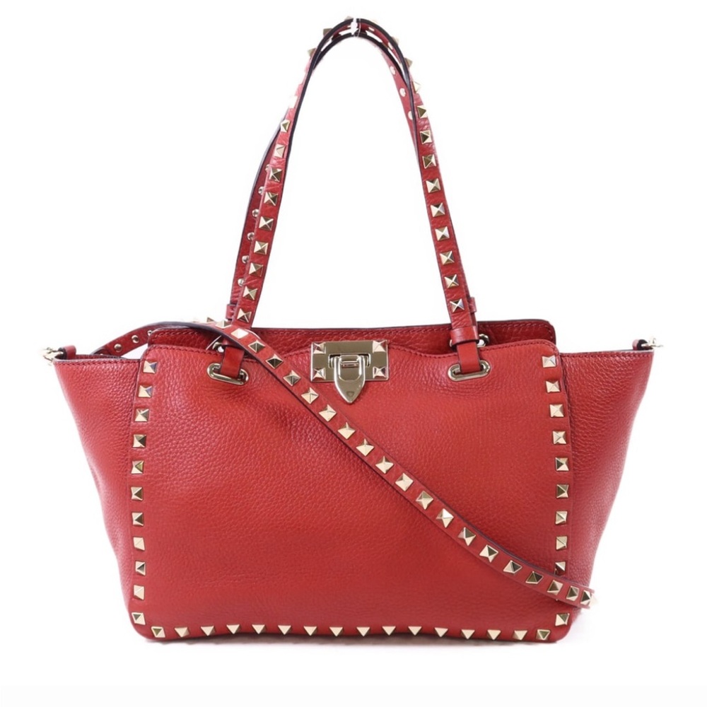 Authentic Valentino Garavani Rockstud Small Two Way Calf-Skin Tote/Crossbody Bag